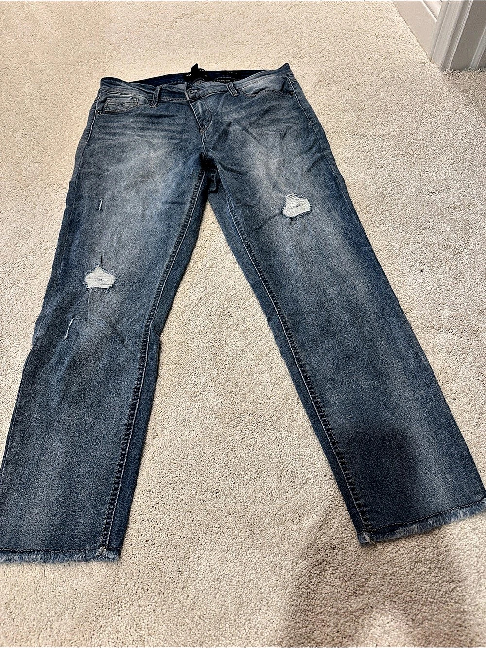 Kenneth Cole Jess Skinny Distressed Skinny Jeans in Blue Waist 12
